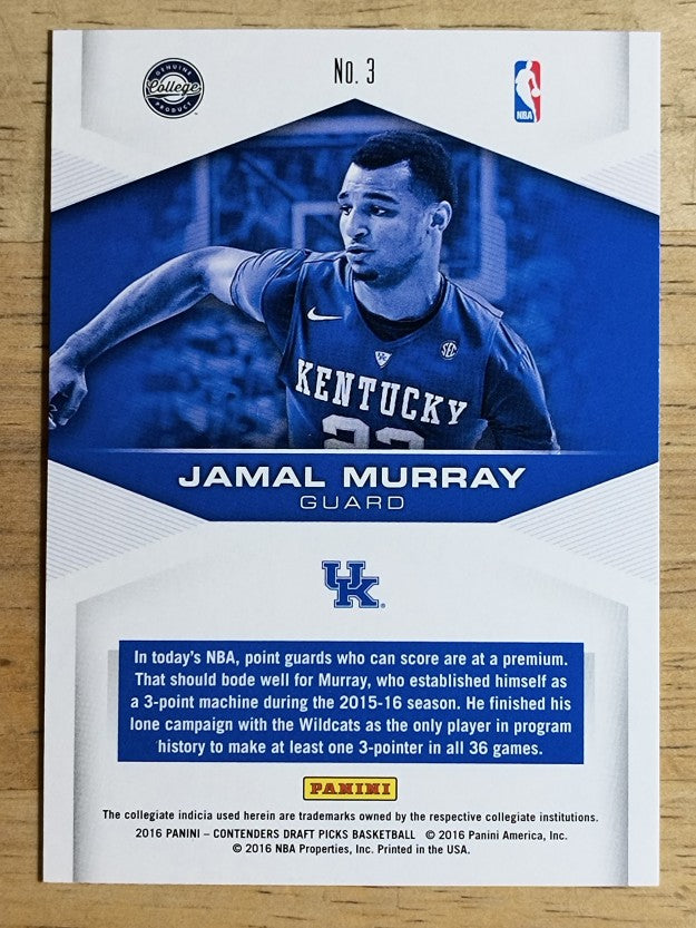 2016-17 Panini Contenders Draft Picks Game Day #3 Jamal Murray
