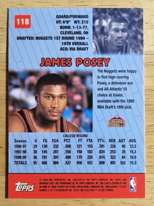 1999-00 Bowman's Best #118 James Posey RC