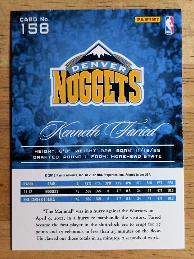 2012-13 Prestige #158 Kenneth Faried RC