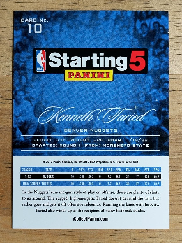 2012-13 NBA Starting Five #10 Kenneth Faried