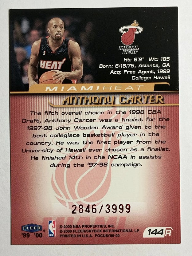1999-00 Fleer Focus #144 Anthony Carter RC