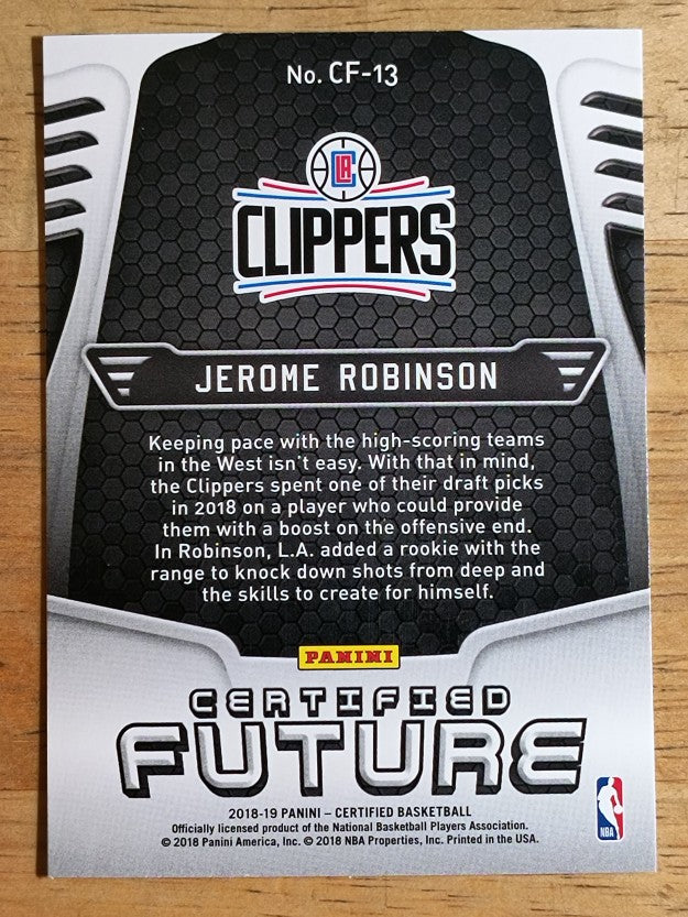 2018-19 Certified Certified Future #CF13 Jerome Robinson