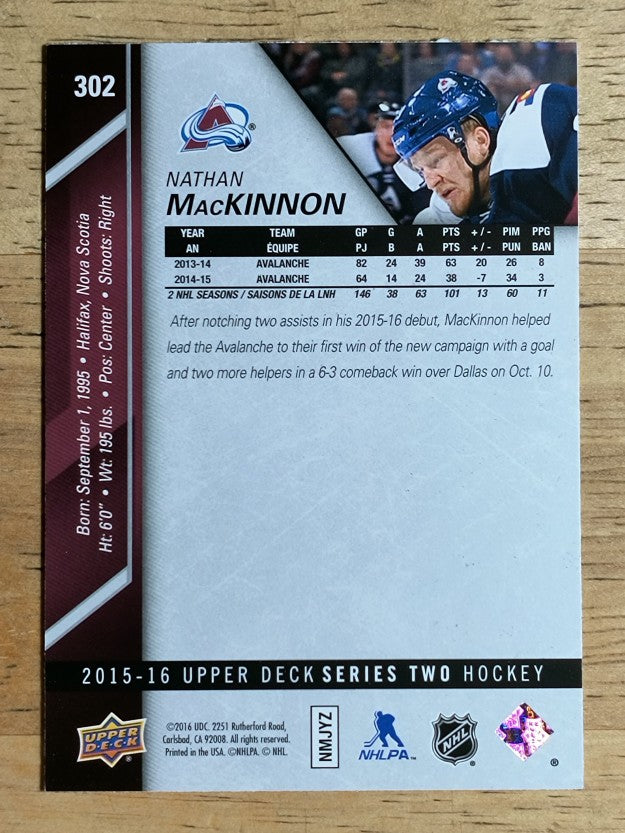 2015-16 Upper Deck #302 Nathan MacKinnon