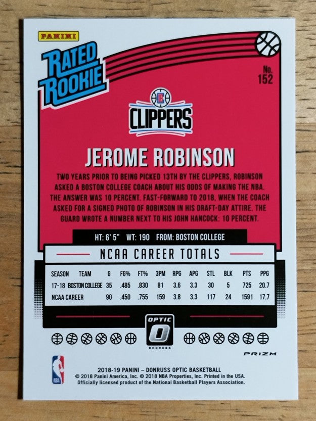 2018-19 Donruss Optic Shock #152 Jerome Robinson RR