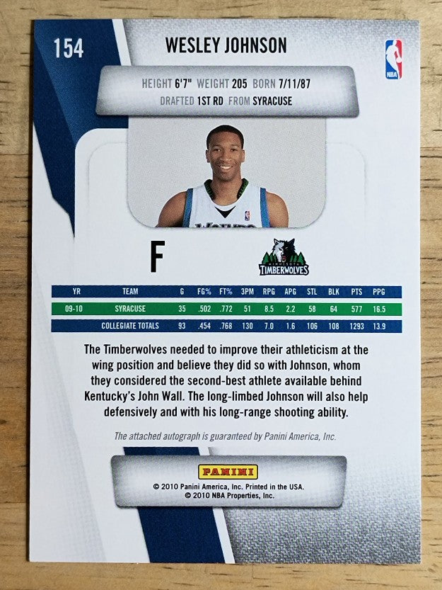 2010-11 Prestige #154 Wesley Johnson RC