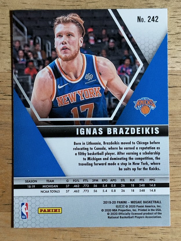 2019-20 Panini Mosaic #242 Ignas Brazdeikis RC