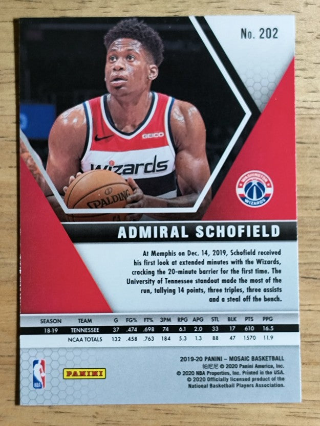 2019-20 Panini Mosaic #202 Admiral Schofield RC