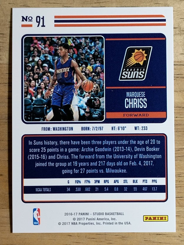 2016-17 Studio #91 Marquese Chriss RC