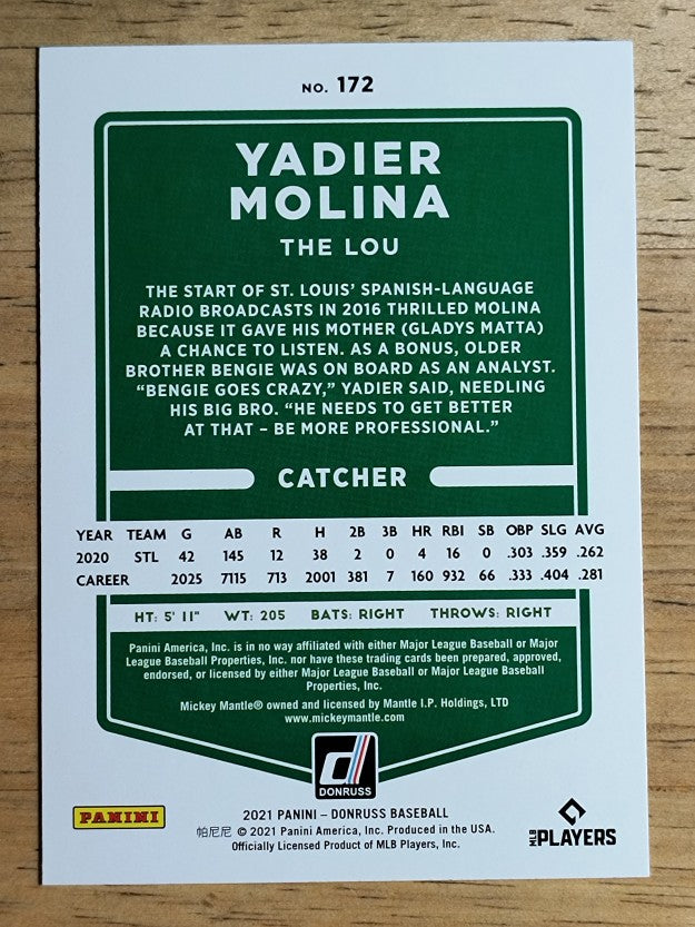 2021 Donruss Variations #172 Yadier Molina