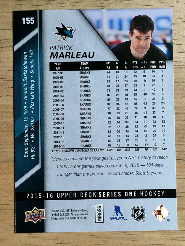 2015-16 Upper Deck #155 Patrick Marleau