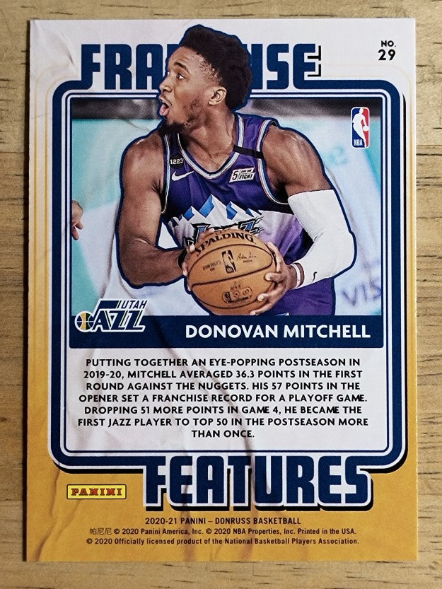 2020-21 Donruss Franchise Features Green Flood #29 Donovan Mitchell