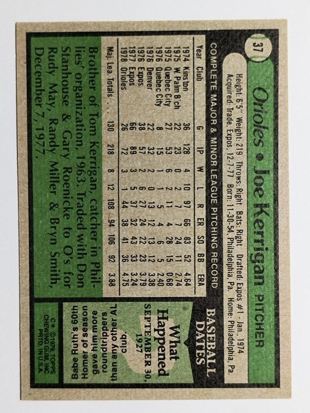 1979 Topps #37 Joe Kerrigan DP (EXMT)