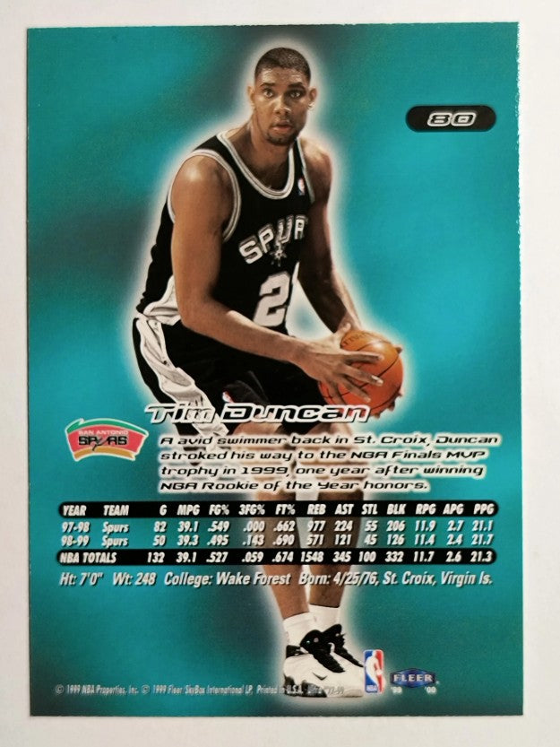 1999-00 Ultra #80 Tim Duncan