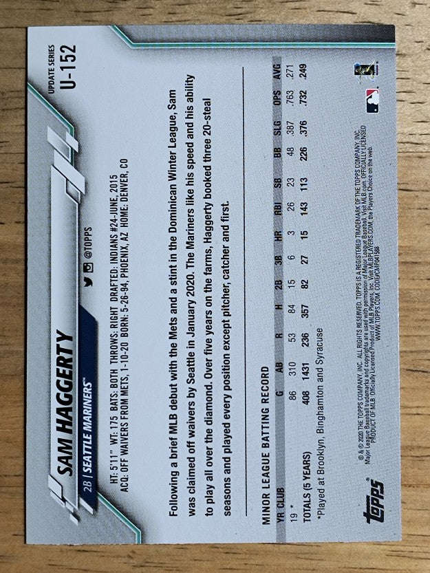 2020 Topps Update #U152 Sam Haggerty RC