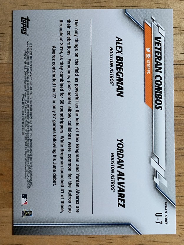 2020 Topps Update #U7 Alex Bregman/Yordan Alvarez
