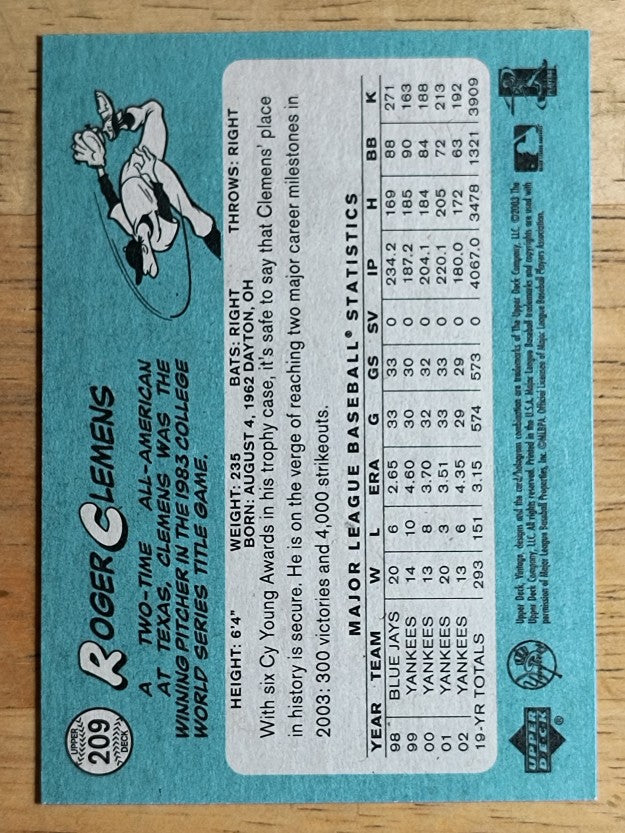 2003 Upper Deck Vintage #209 Roger Clemens