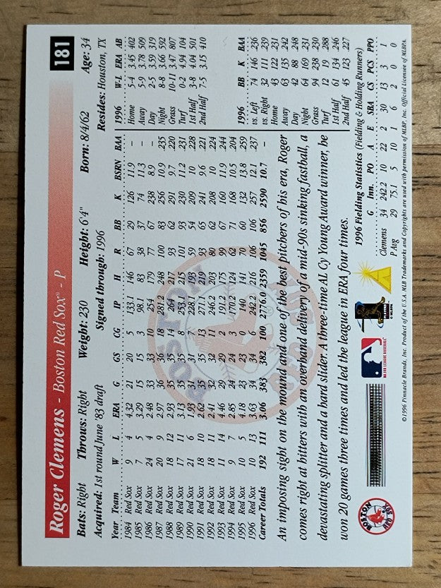 1997 Score Premium Stock #181 Roger Clemens
