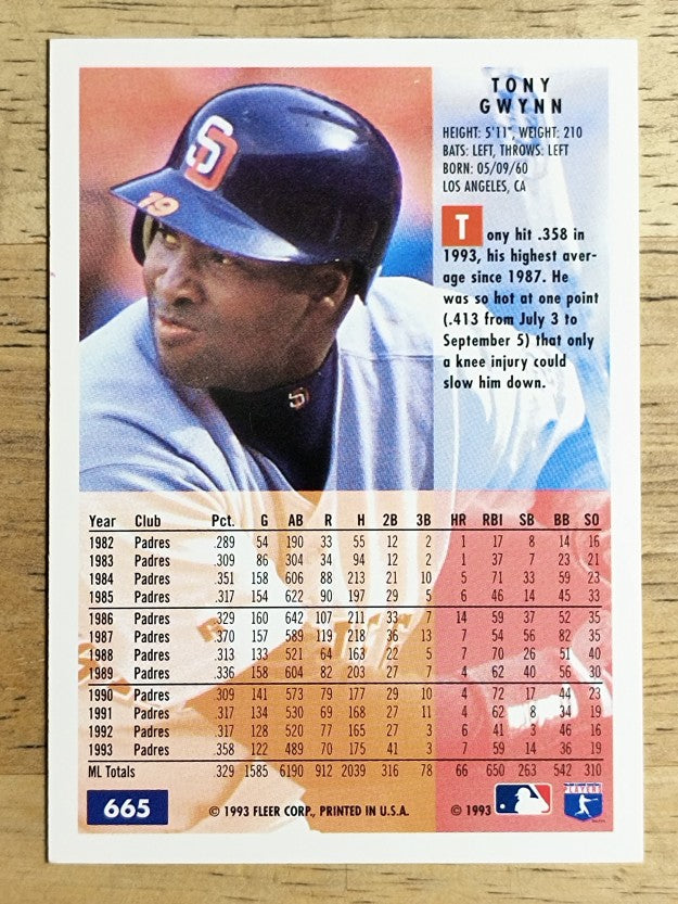 1994 Fleer #665 Tony Gwynn