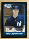 2006 Bowman Chrome Draft Draft Picks #17 Zach McAllister