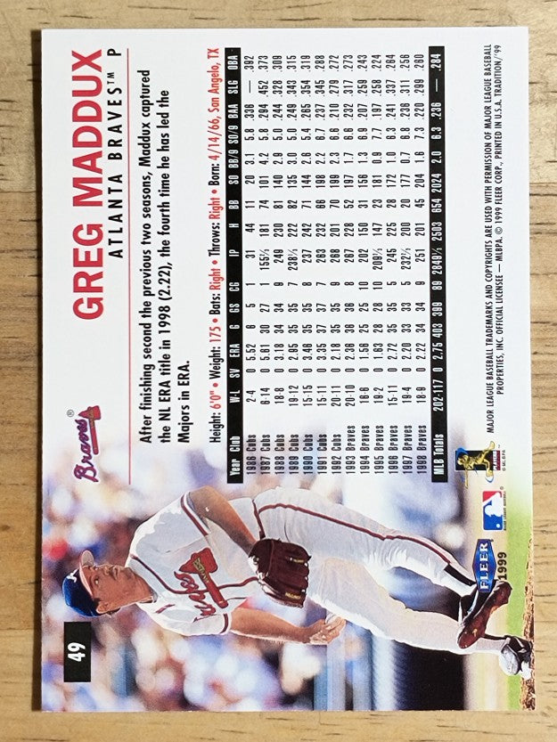 1999 Fleer Tradition #49 Greg Maddux