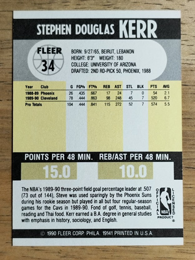 1990-91 Fleer #34 Steve Kerr