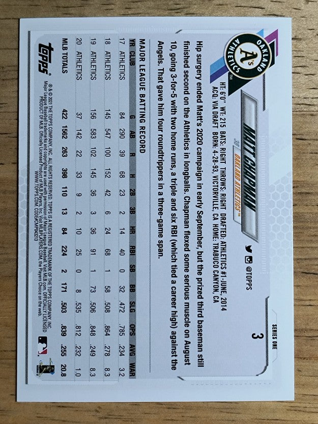 2021 Topps #3 Matt Chapman