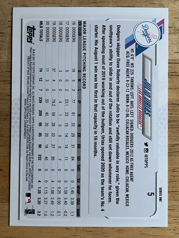 2021 Topps #5 Julio Urias