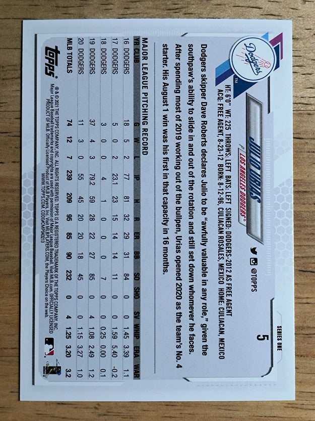 2021 Topps #5 Julio Urias