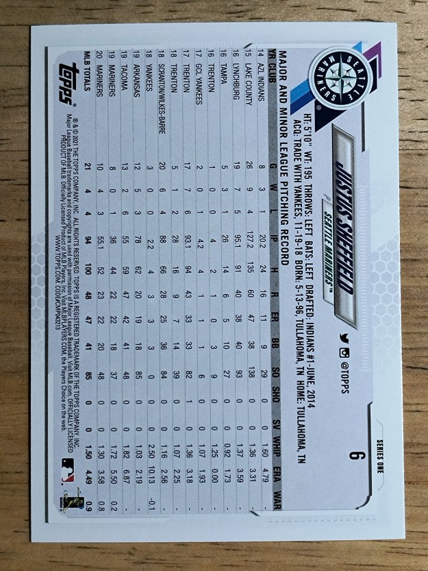 2021 Topps #6 Justus Sheffield