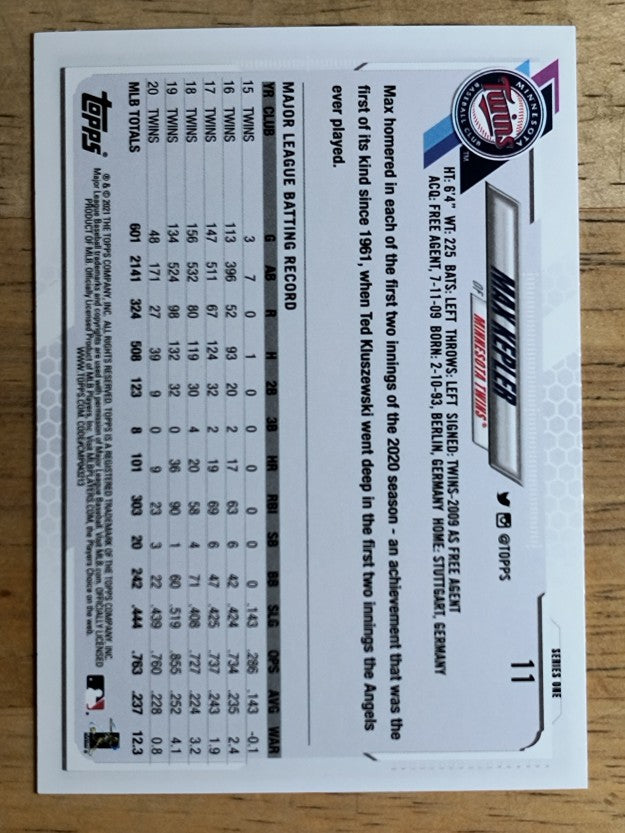 2021 Topps #11 Max Kepler