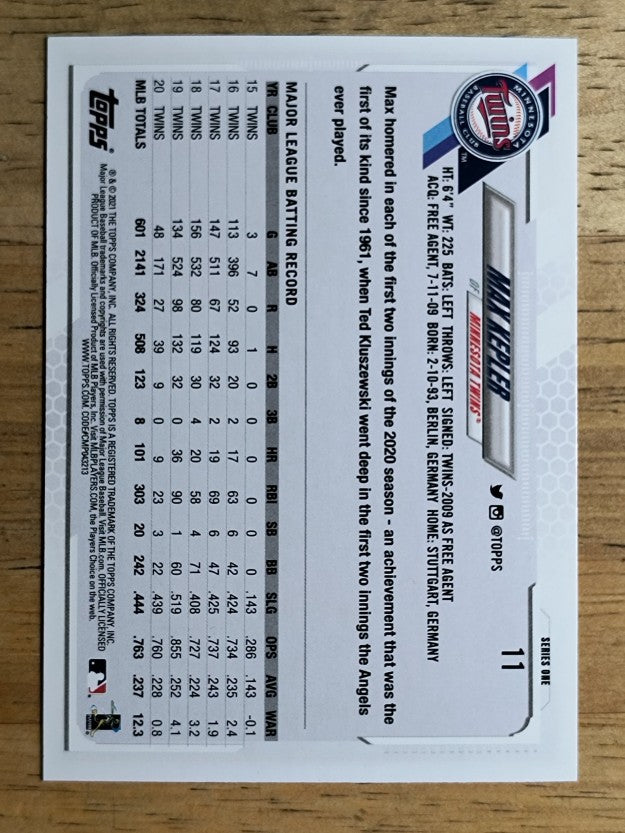 2021 Topps #11 Max Kepler