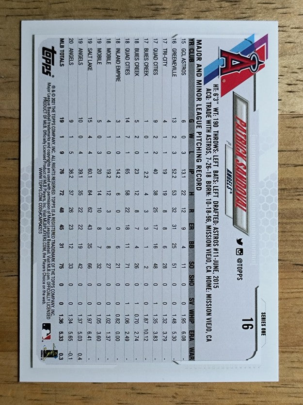 2021 Topps #16 Patrick Sandoval