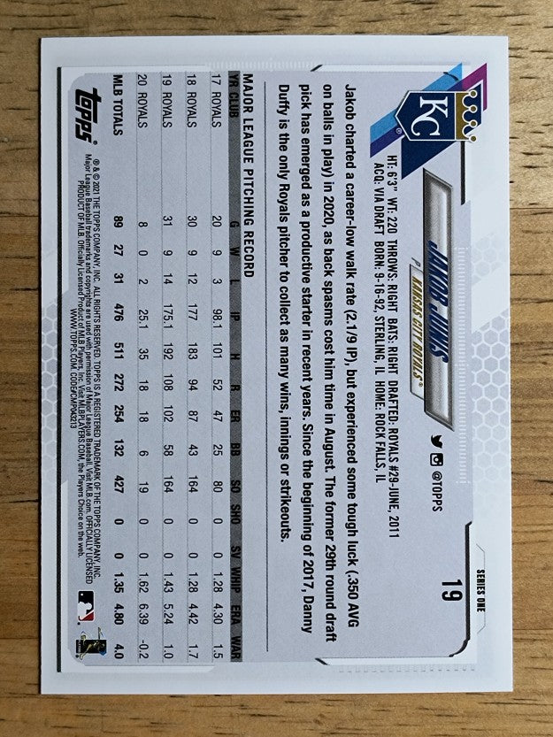 2021 Topps #19 Jakob Junis