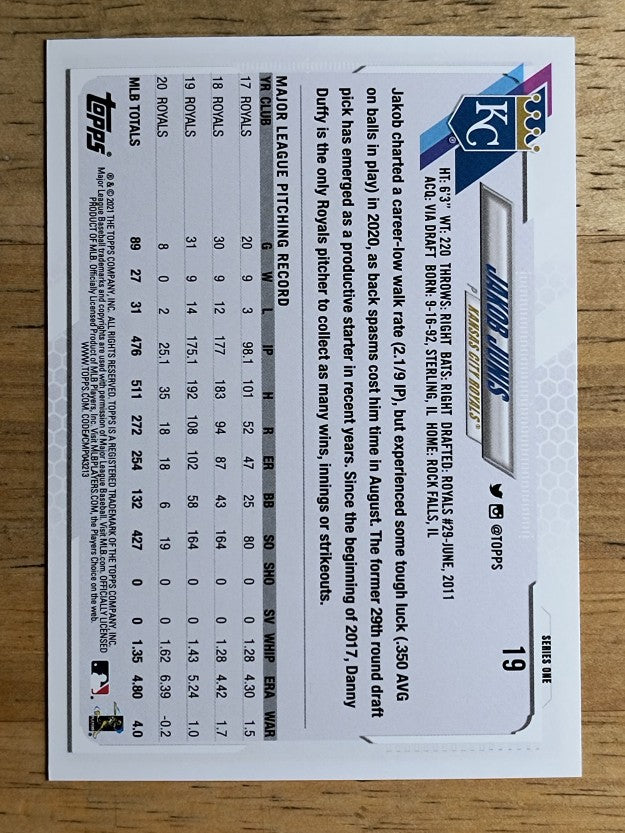 2021 Topps #19 Jakob Junis