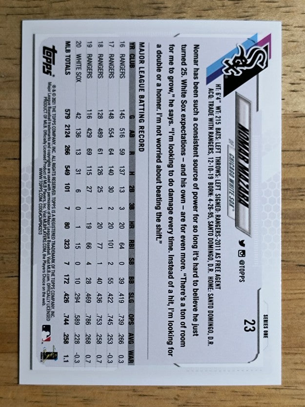 2021 Topps #23 Nomar Mazara