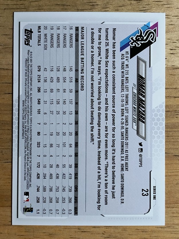 2021 Topps #23 Nomar Mazara