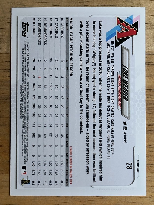 2021 Topps #28 Luke Weaver