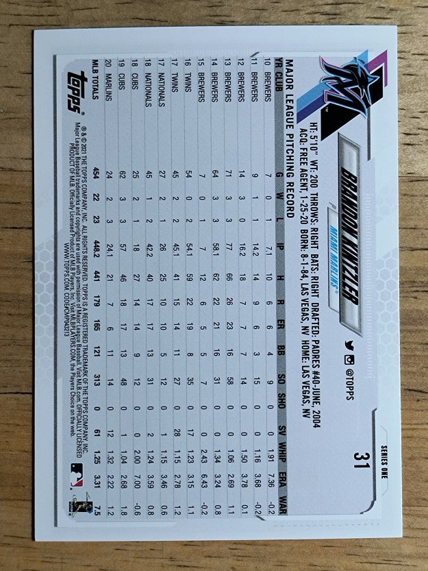 2021 Topps #31 Brandon Kintzler