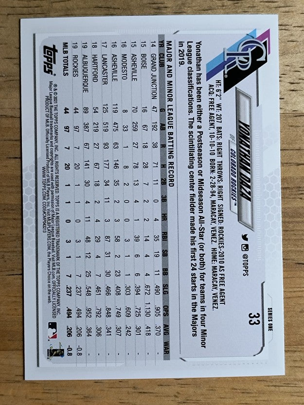2021 Topps #33 Yonathan Daza