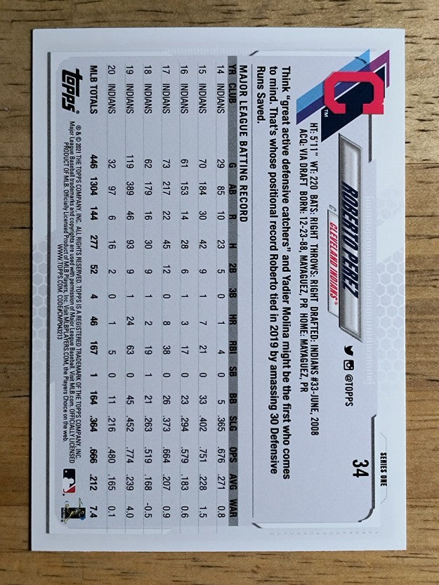 2021 Topps #34 Roberto Perez