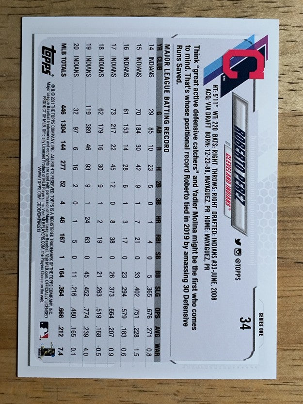 2021 Topps #34 Roberto Perez