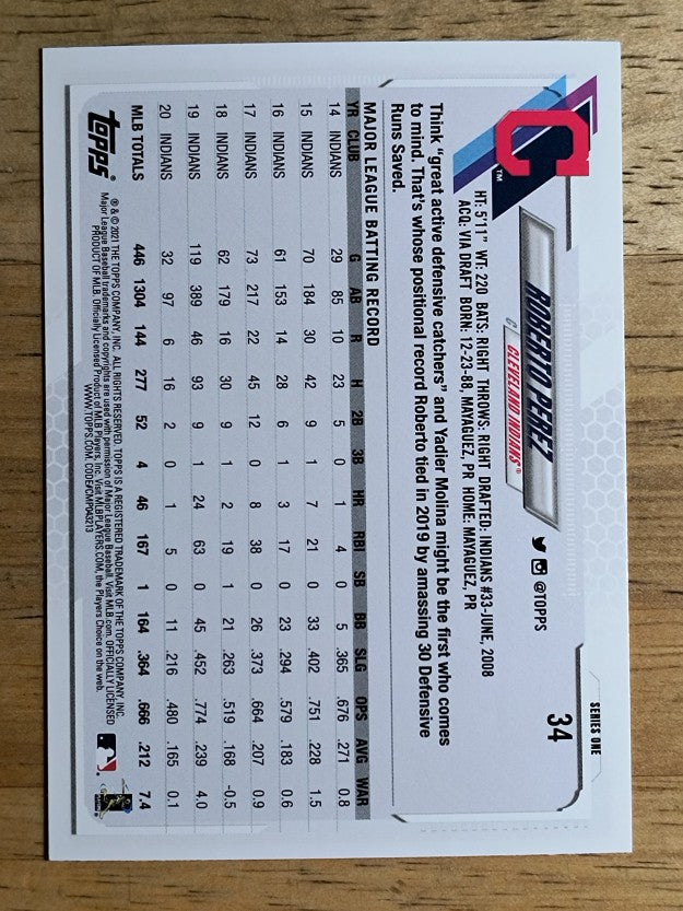 2021 Topps #34 Roberto Perez