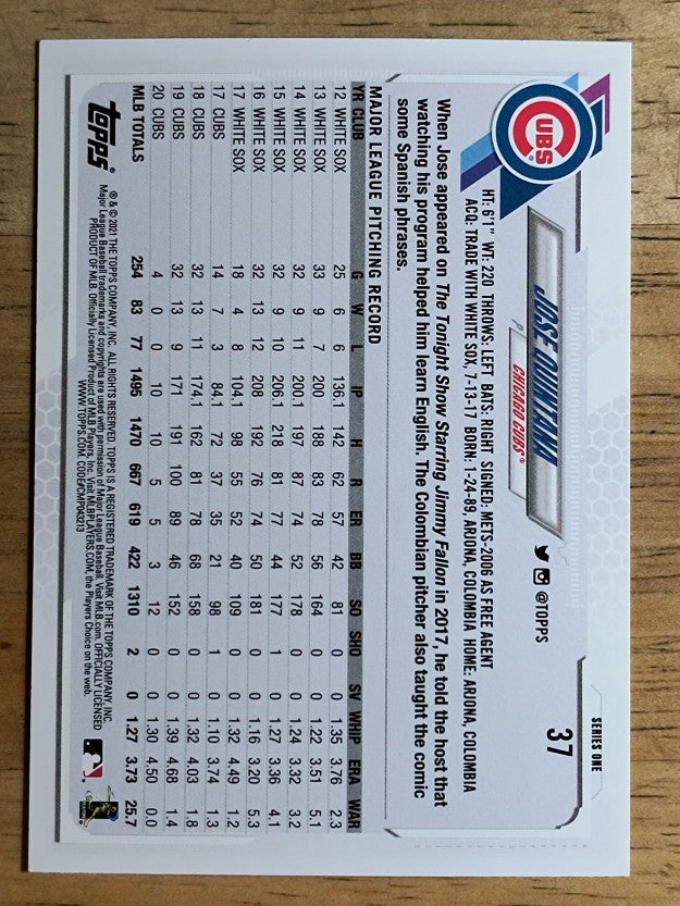 2021 Topps #37 Jose Quintana