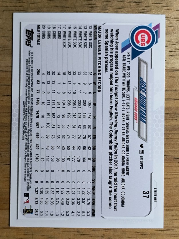 2021 Topps #37 Jose Quintana