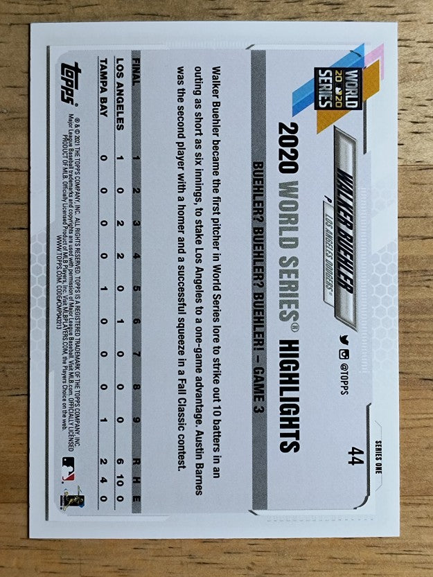 2021 Topps #44 Walker Buehler WSH