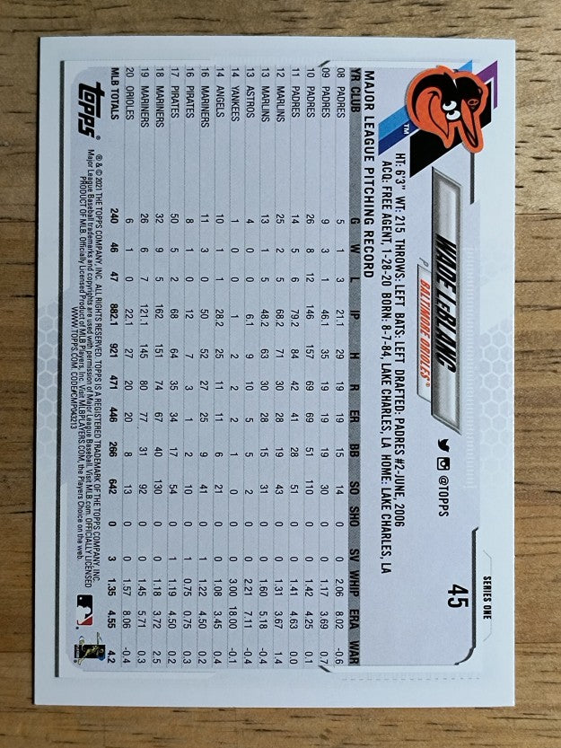 2021 Topps #45 Wade LeBlanc