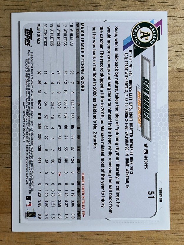 2021 Topps #51 Sean Manaea