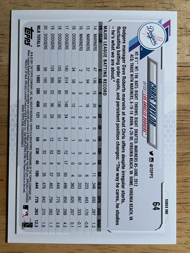 2021 Topps #64 Chris Taylor