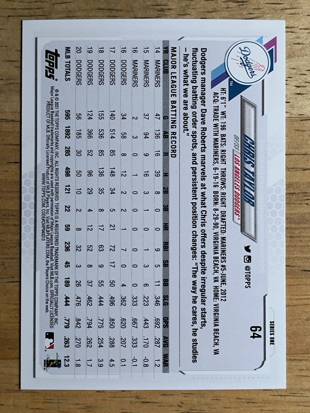 2021 Topps #64 Chris Taylor