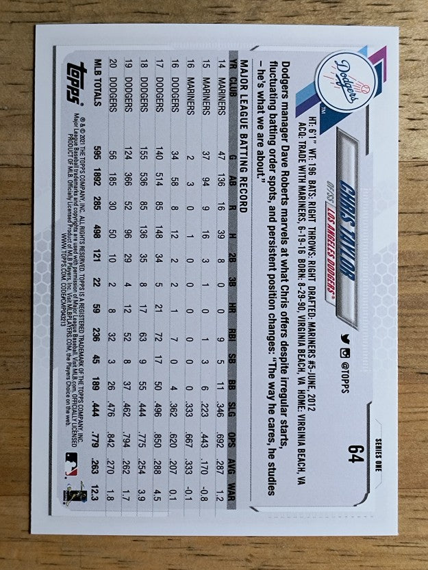 2021 Topps #64 Chris Taylor